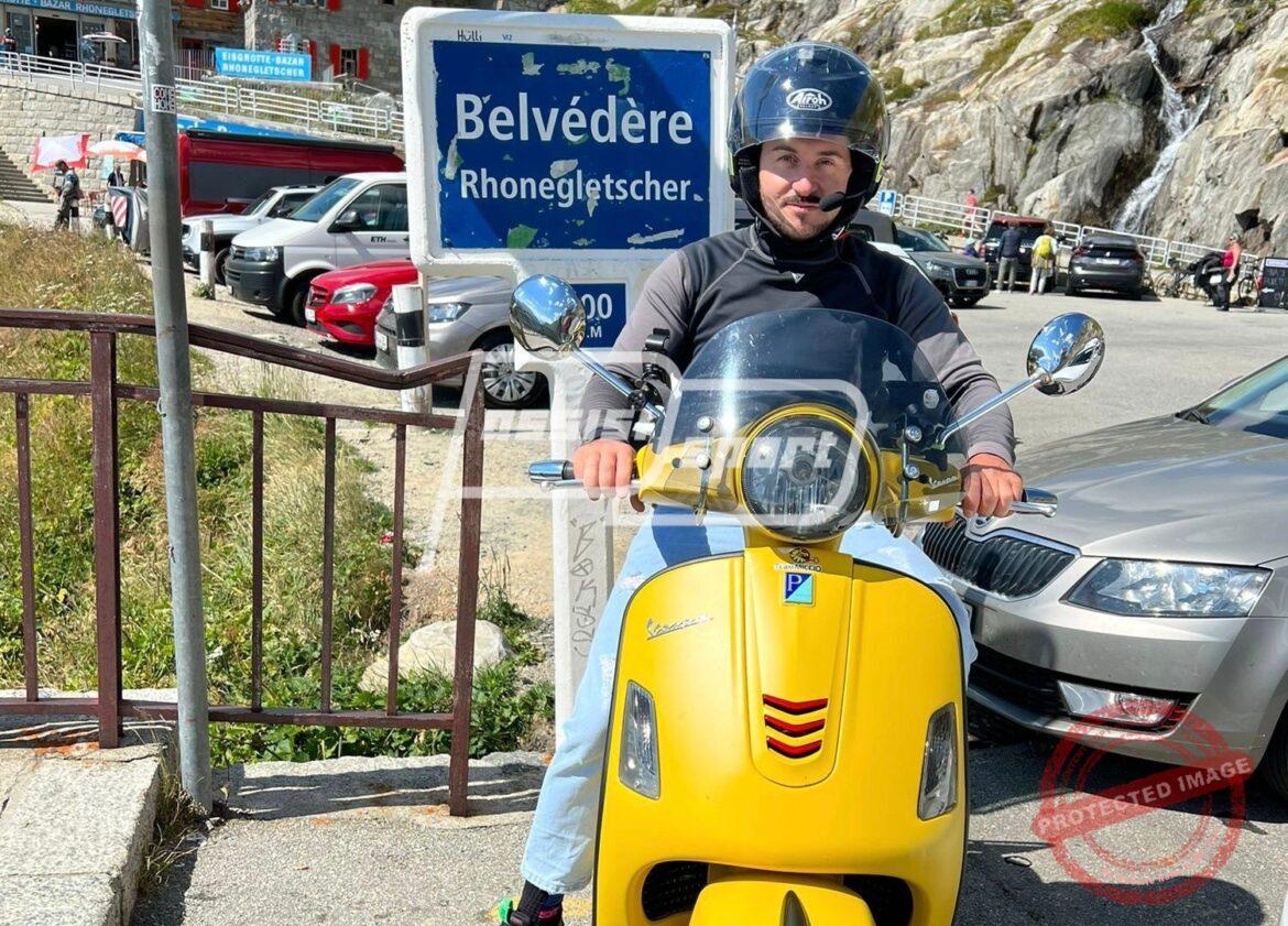 Emanuele Bazzarri - Da Perugia in Svizzera con una Vespa GTS 300 gialla